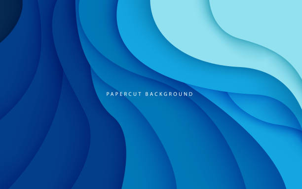 многослойная синяя цветовая текстура 3d вырезанные слои в градиентном векторном баннере. абстрактная бумага вырезана арт фон дизайн для ша� - papercraft stock illustrations