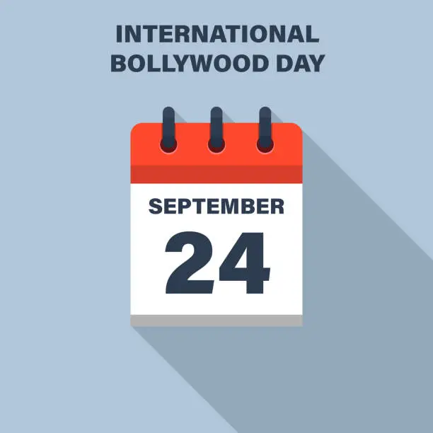 Vector illustration of International Bollywood Day, September 24, calendar icon. Date.