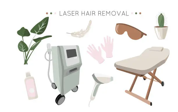 Vector illustration of Laser hair removal collection.