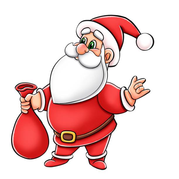 Веселый Санта Клаус Jolly Santa Claus. Cool Santa Claus. Christmas, New Year's Day. Fun winter holidays. Cartoon Santa санта клаус stock illustrations