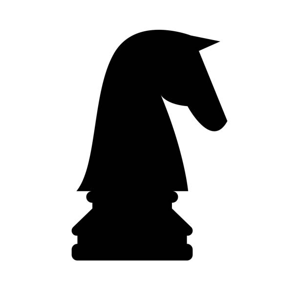 ilustrações de stock, clip art, desenhos animados e ícones de black chess knight horse silhouette symbol design vector template - checking the time illustrations