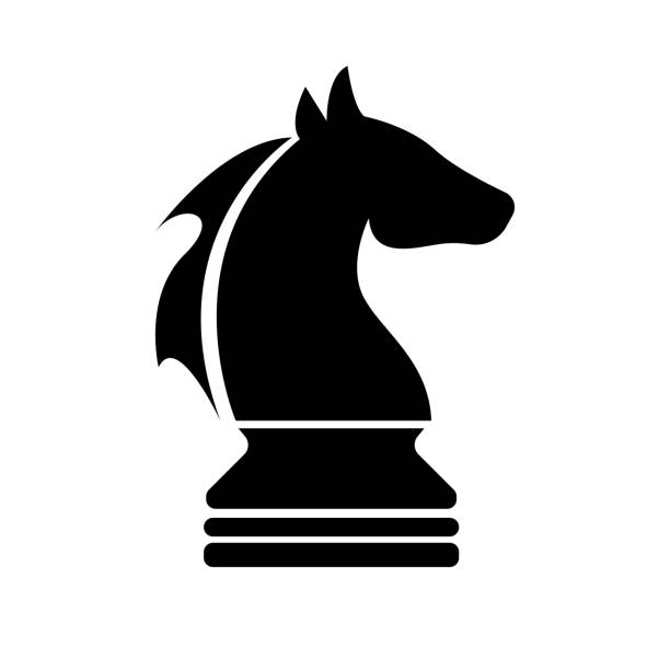 ilustrações de stock, clip art, desenhos animados e ícones de black chess knight horse silhouette symbol design vector template - checking the time