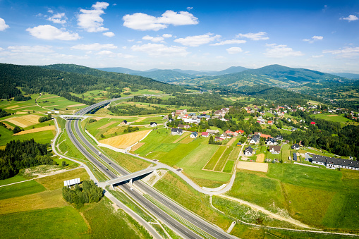 Krzeszow area - new S7 motorway  between Krakow and Zakopane, Poland