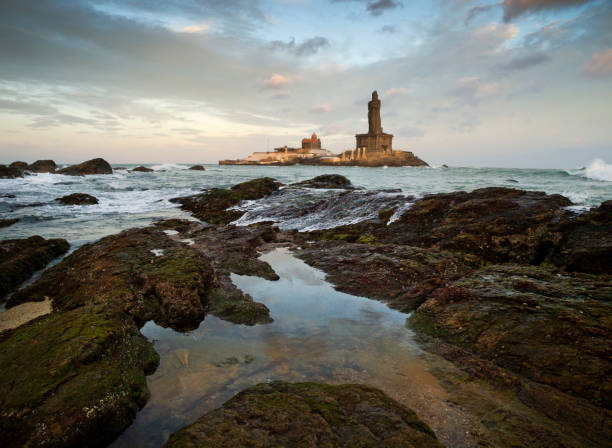 istock Thiruvalluvar Statue and Vivekanda Rock memorial view at sunset 1425861006