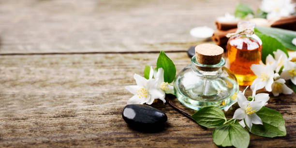 istock Spa treatment with massage jasmine oil still life 1425861333