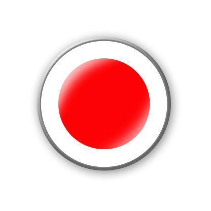 Japan flag. Round badge in the colors of the Japan flag. Isolated on white background. Design element. 3D illustration. Signs and symbols.