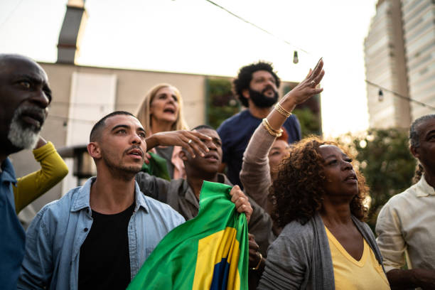 istock Friends watching Brazilian team play on a rooftop bar 1425865968