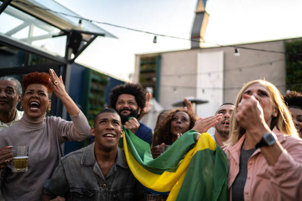 istock Friends watching Brazilian team play on a rooftop bar 1425866004