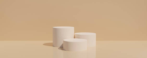 istock Product display podium stand on Brown pastel background. 3D rendering . 1425866245