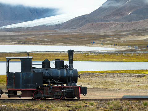 Old and derelict mining railway in Ny-Alesund, Spitsbergen, Kongsfjord, Svalbard, Norway