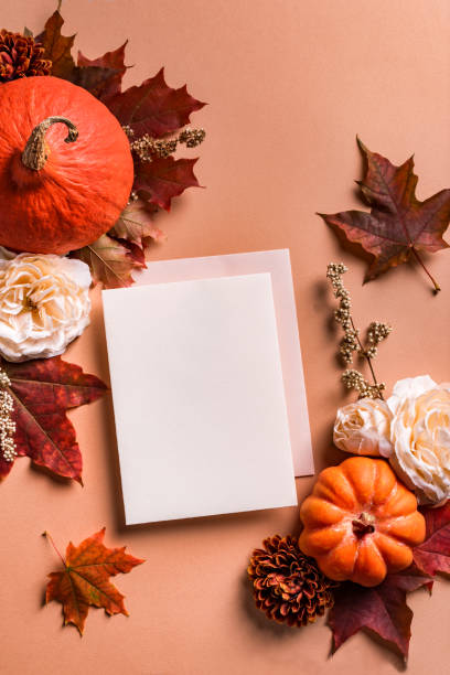 istock blank card, autumn pumpkins and flowers 1425867151