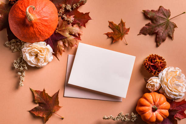istock blank card, autumn pumpkins and flowers 1425867180
