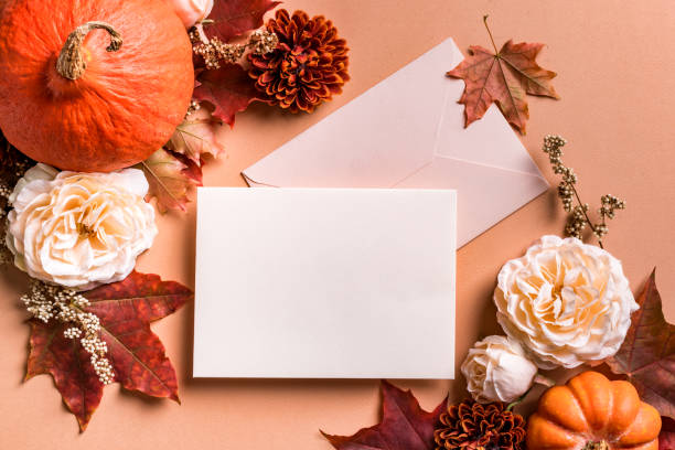 istock blank card, autumn pumpkins and flowers 1425867962