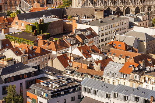 Bell Tower - Belfry of Bruges with sun beams