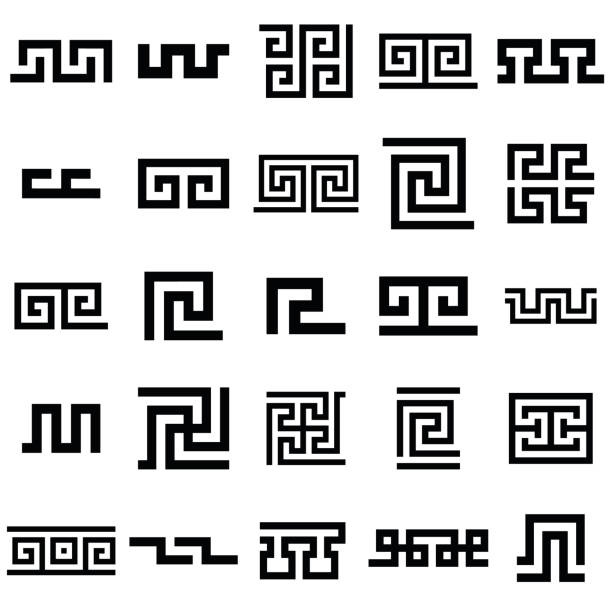 Greek motives vector symbols set. Greek key collection Greek motives vector symbols set. Greek key collection. roman empire vector stock illustrations