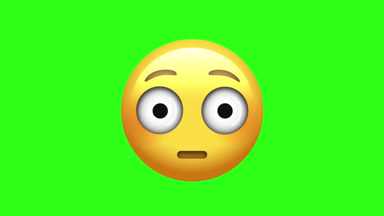 Animated Shocked Face Emoji. Seamless Loopable. 4K Cartoon Emoji Face Emoticon  Animation on Green Screen Background. Social Media Expression Emotion and Feelings Sharing Concept, Face Screaming in Fear, Scared.