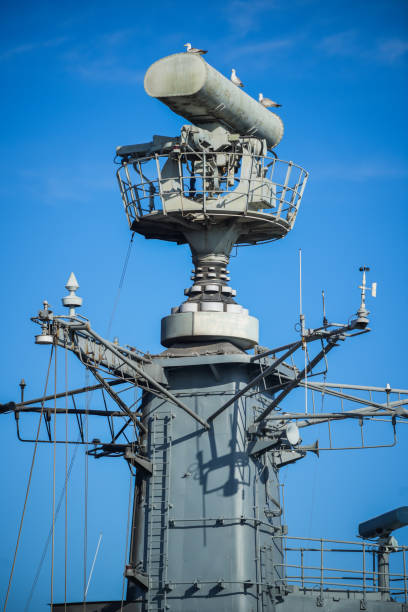 istock Military radar air surveillance on navy ship 1425874076
