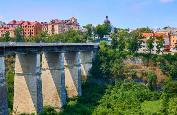 istock High bridge over a canyon in a summer medieval town 1425874705