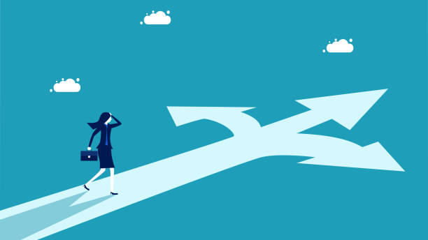 istock Making business decisions and choosing a career path. Businesswomen decide on the path. vector 1425875541