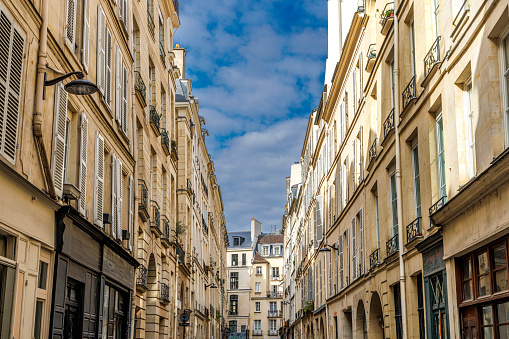 A Paris street scene taken on Rue de Savoie, 75006 Paris, France