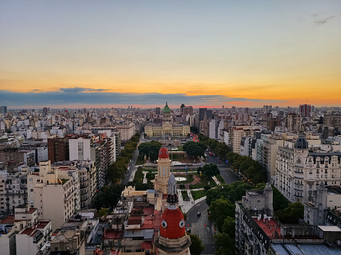 Buenos Aires sunset aerial view