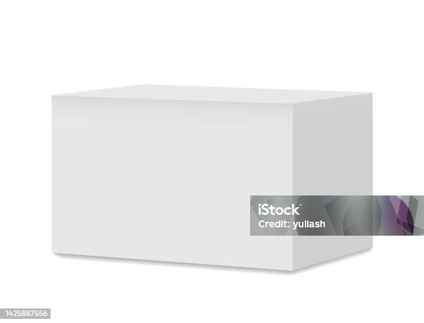 Table Box Blank Vector Realistic Table Desk Box Or Furniture White Mockup Blank ...