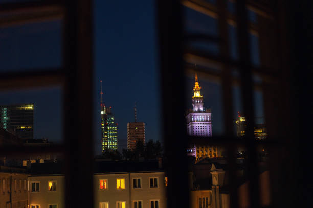 istock Warsaw at night from the window 1425889931