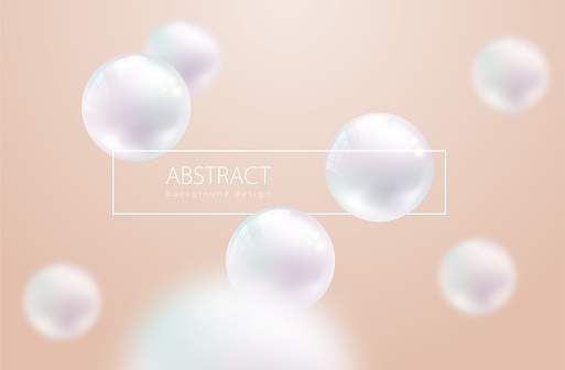 Flying white natural pearl sphere with highlight reflection and blur effect on pastel pink background. Luxury jewelry beautiful pearl. Vector abstract delicate background for beauty advertisement.