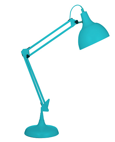 Blue desk lamp isolated on white