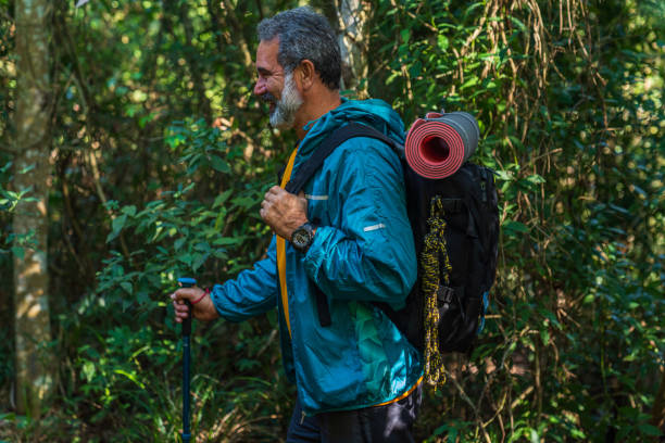istock Senior man hiking in a mountain forest 1425894844