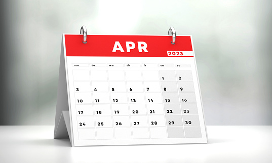 istock April 2023 Calendar Pages. Time Flies Concept. 1425901176