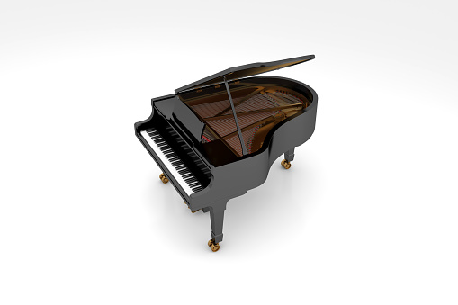3d Render Piano on White Background