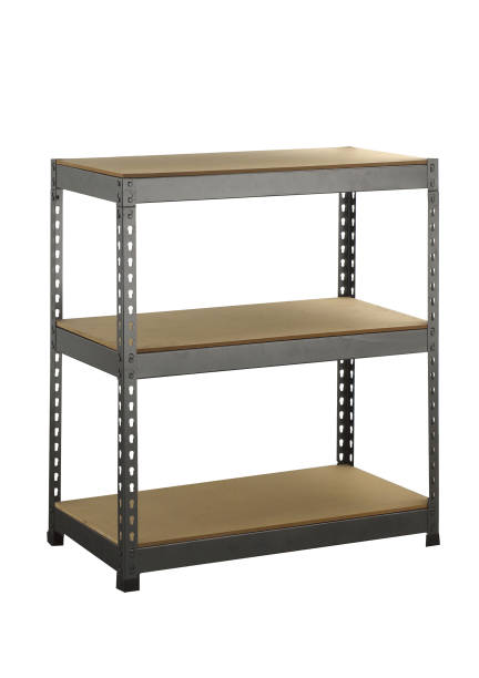 istock Metal industrial storage shelves 1425902404