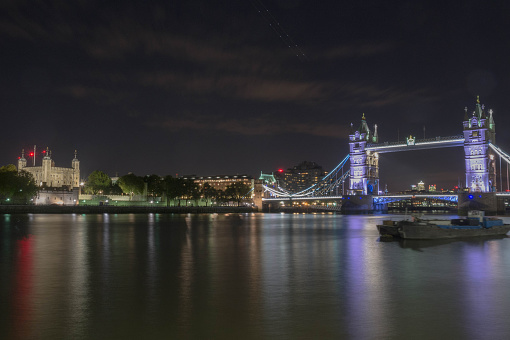 view of the tower bridge by night