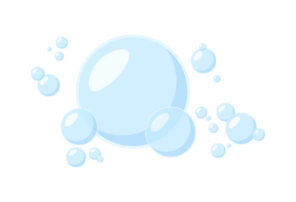 illustrations, cliparts, dessins animés et icônes de bulles de savon isolées sur fond blanc. ensemble de bulles de savon. - bubble wand bubble water sea