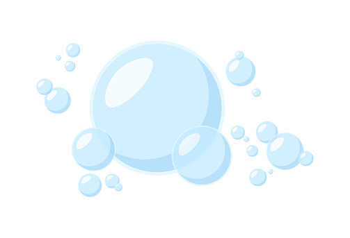 Soap bubbles isolated on white background. Set of Soap bubbles. Transparent water spheres. Vector stock