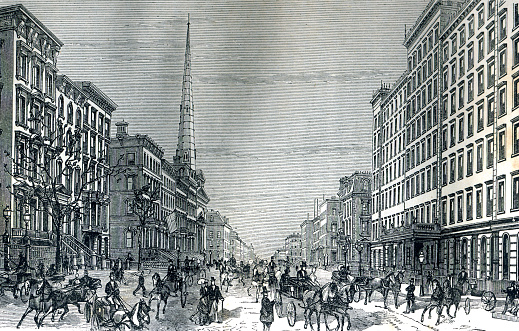 Millionaires Row

Fifth Avenue was home to several institutions such as the Colored Orphan Asylum, the Deaf and Dumb Asylum, the Roman Catholic Orphan Asylum. 

Portion of Fifth Avenue in Midtown became an upscale residential area following the American Civil War.[