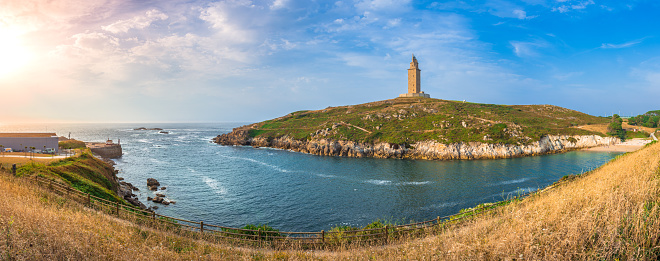 Tower of Hercules, the almost 1900 years old and rehabilitated in 1791, 55 metres tall structure is the oldest Roman lighthouse in use today and overlooks the Atlantic coast of Spain from A Coruna.