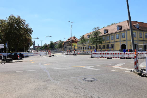 canteiro de obras rodoviárias acima bundesstraße 27 em ludwigsburg - ludwigsburg - fotografias e filmes do acervo