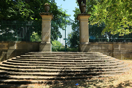 Old staircase in the city of Ludwigsburg leads to an entrance gate