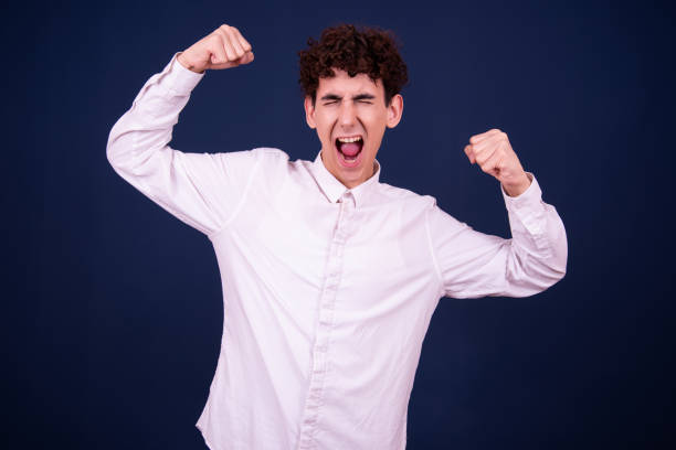 istock Funny emotions of an attractive guy. 1425947067