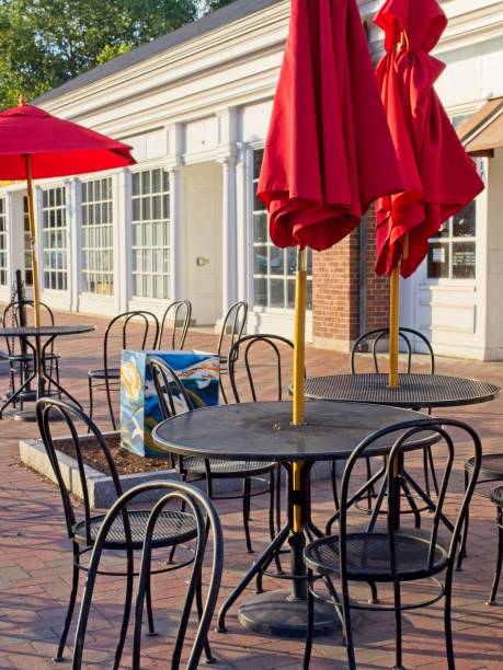 istock Outside dining setting on brick street in downtown Lexington Massachusetts 1425952084