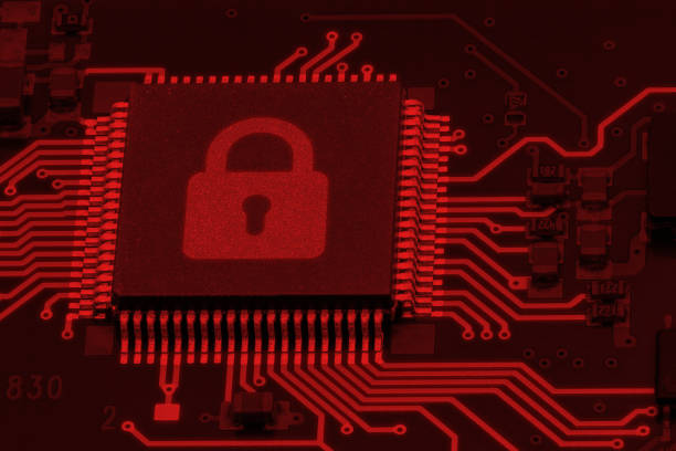 Close-up picture of a PCB with padlock symbol