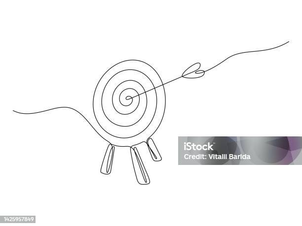 Target Object Drawing Target With Arrow Continuous Line Drawing Stock Illustration - Download ...
