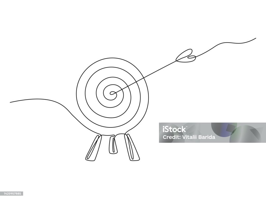 Target Line Drawing Simple Target With Arrow Continuous Line Drawing Stock Illustration - Download ...