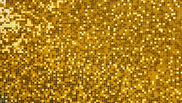 la textura de mosaico cuadrado amarillo dorado se utiliza como fondo para el lujo y el concepto rico. diseño pared cuadrada fondo abstracto. - photo finish fotografías e imágenes de stock