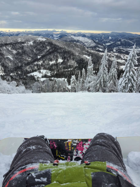 istock snowboarder at the hill enjoying mountains landscape 1425967052