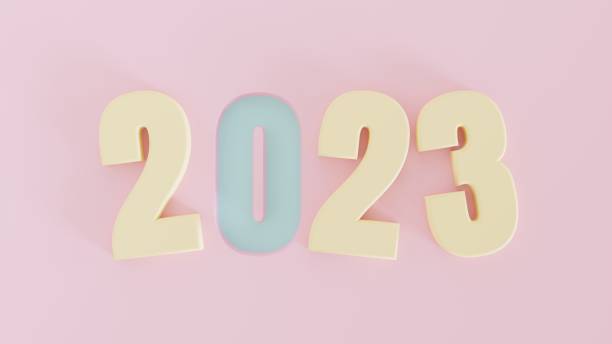 istock 3d rendering, 3d illustration 2023 New Year background in pastel color tone 1425968311