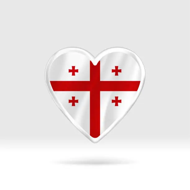 Vector illustration of Heart from Georgia flag. Silver button star and flag template.