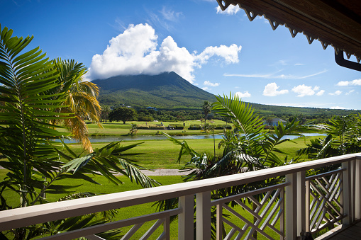 Nevis; November 23, 2011; View of Nevis Peak from the Four Seasons Resort, Nevis